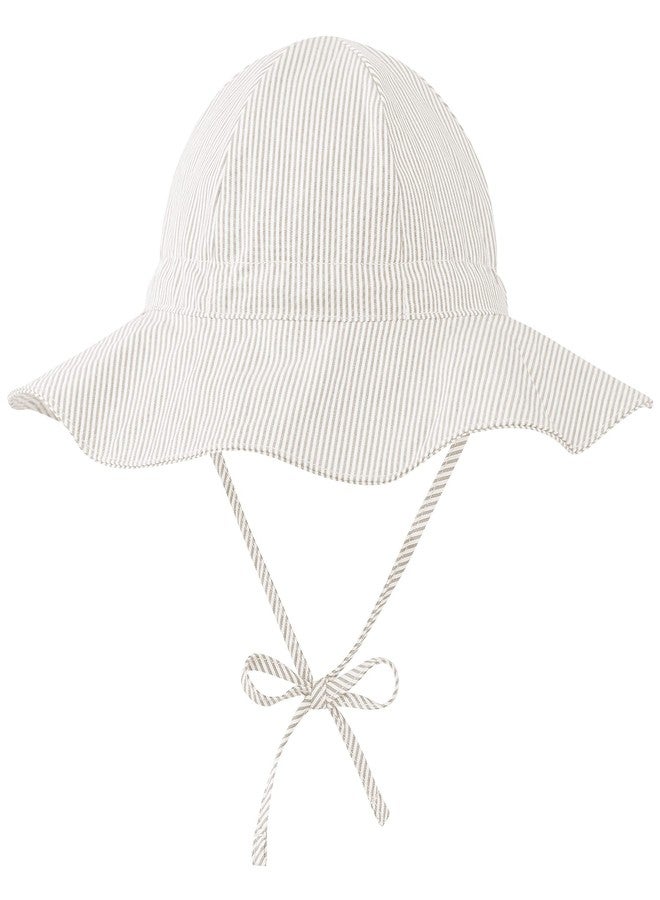 Zando UPF 50+ Baby Sun Hats 0-6 Months - Wide Brim Baby Bucket Hat 0-6 Months with Adjustable Strap Summer Newborn Infant Sun Hats for Babies 0-3M for Beach Pool Camping Walking Trips Party Beige XS - Image 1